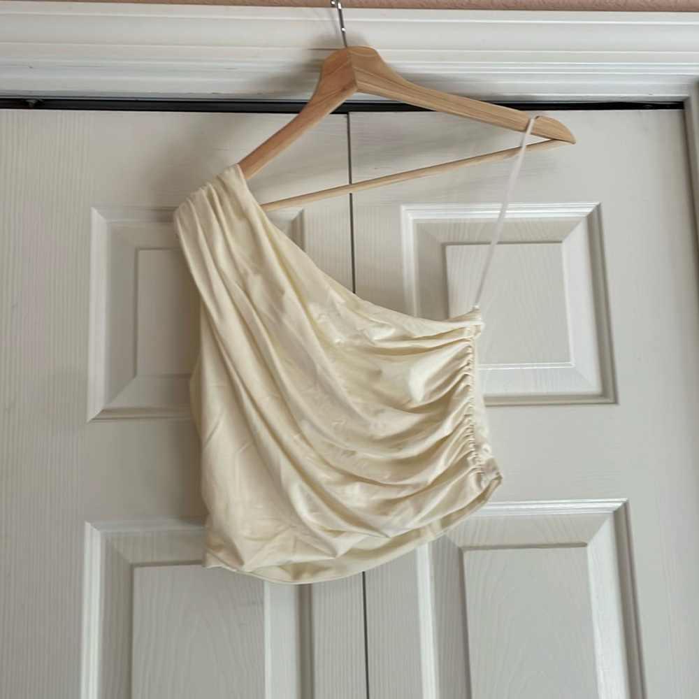 H&M One-Shoulder Crop Top Ivory
